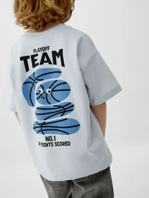 Футболка оверсайз с принтом для мальчиков, голубой, арт. 6069