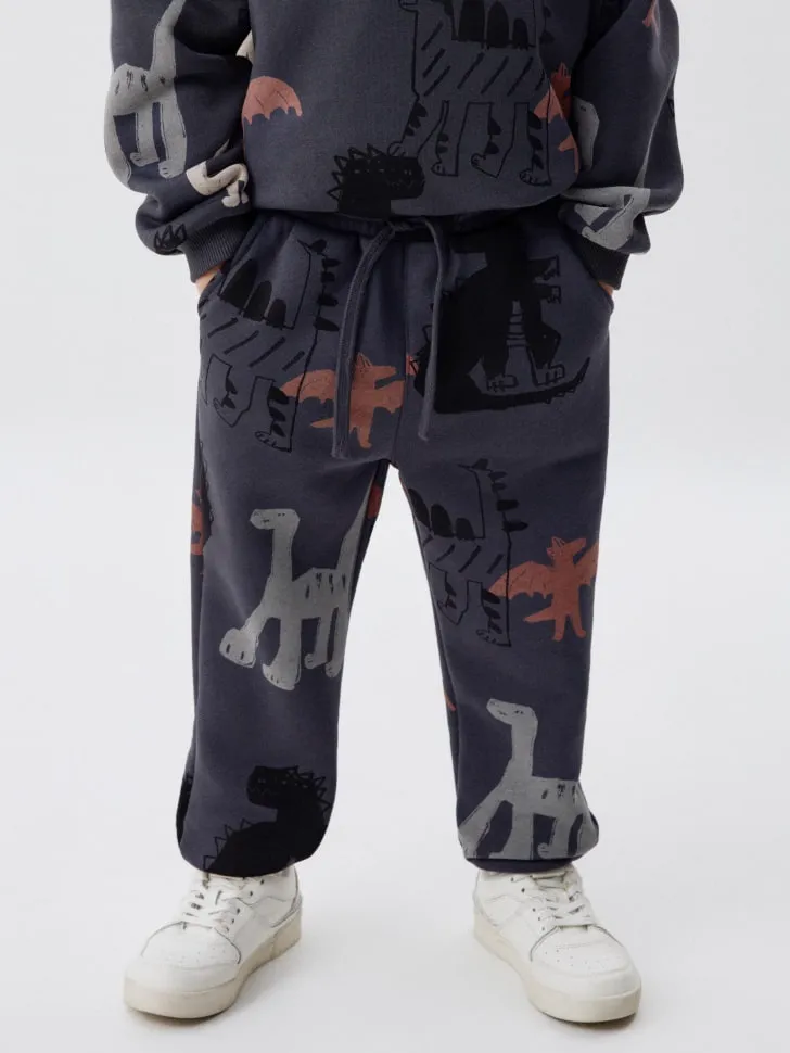 Джоггеры с принтом детские, серый, арт. 6071