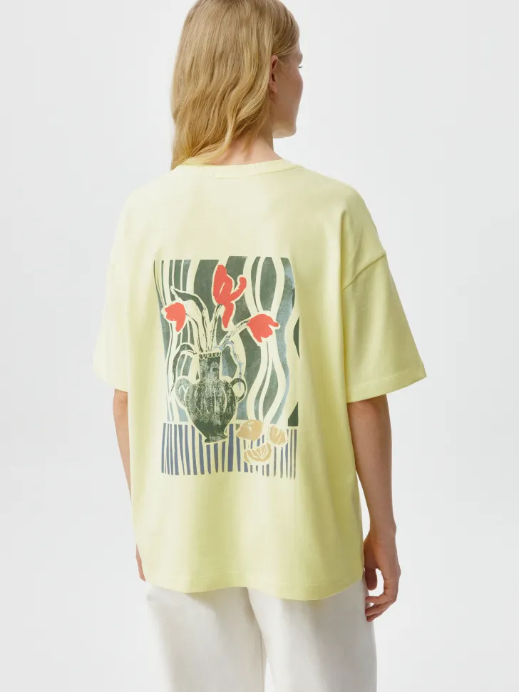 Футболка оверсайз с принтом, желтый, арт. 6080