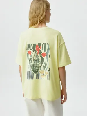 Футболка оверсайз с принтом, желтый, арт. 6080