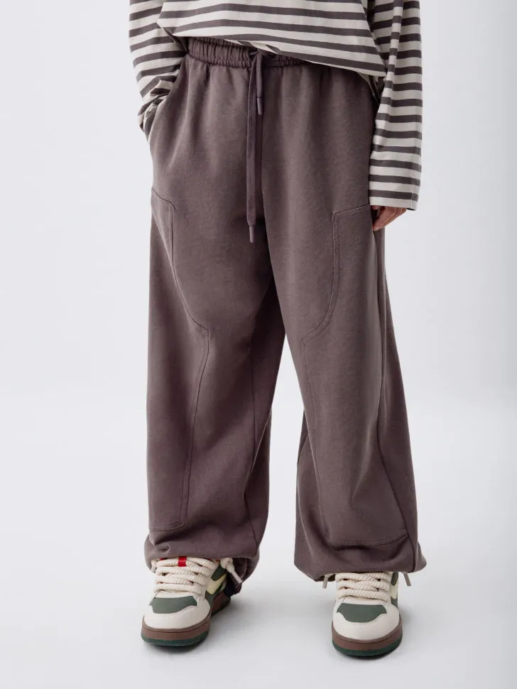 Трикотажные брюки оверсайз детские, коричневый, арт. 6082