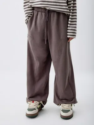 Трикотажные брюки оверсайз детские, коричневый, арт. 6082