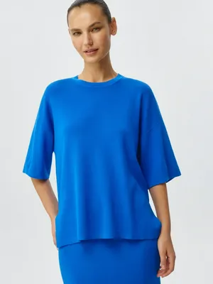 Вязаная футболка оверсайз с коротким рукавом, арт. 6086