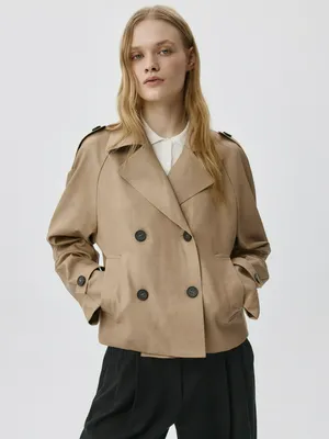 Укороченный тренч из искусственной кожи, арт. 6088