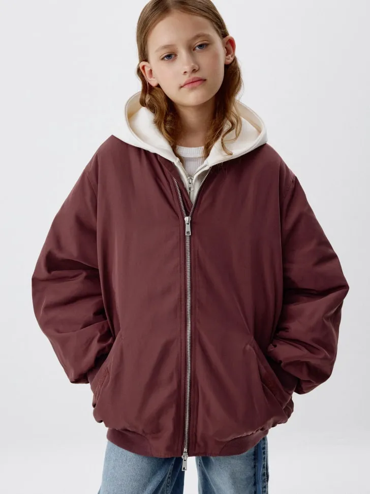Бомбер оверсайз для девочек, бордовый, арт. 6092