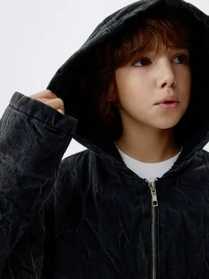 Утепленная джинсовая куртка для мальчиков, серый, арт. 6096