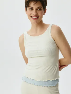 Пижамный топ в рубчик, бежевый, арт. 6107