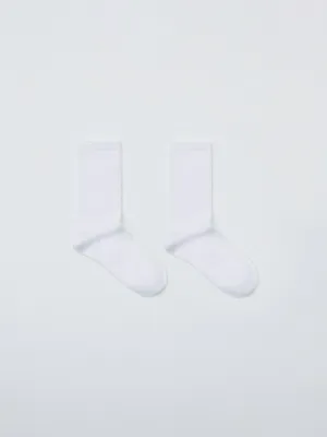 Высокие носки в рубчик, белый, арт. 6116
