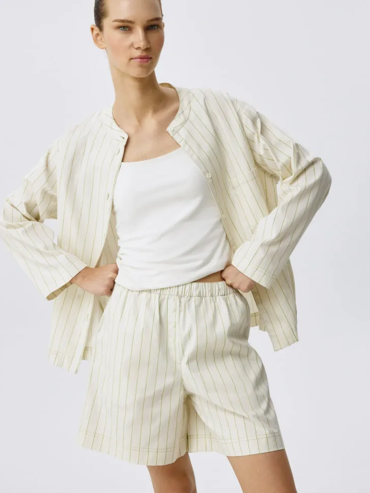 Домашняя рубашка в полоску, бежевый, арт. 6120