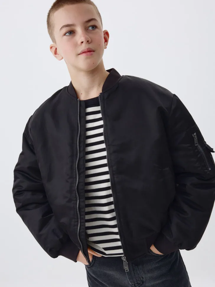 Базовый бомбер оверсайз детский, черный, арт. 6129