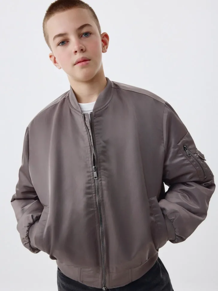 Базовый бомбер оверсайз детский, серый, арт. 6130