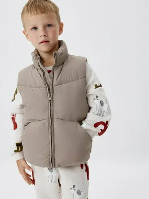 Демисезонный жилет детский, бежевый, арт. 6140