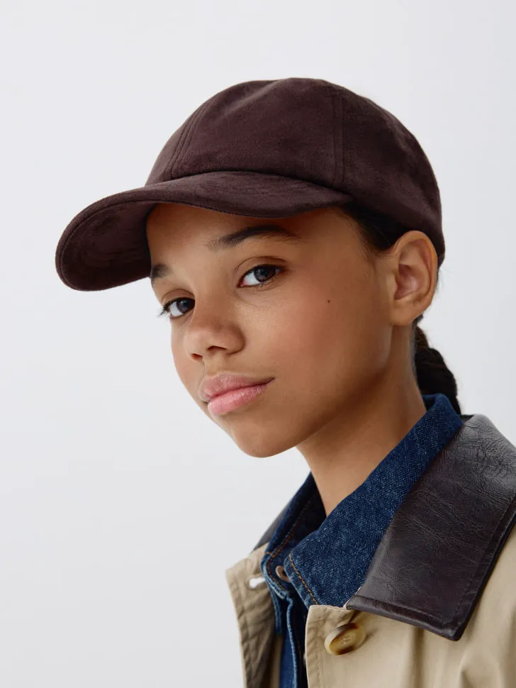 Бейсболка из искусственной замши детская, коричневый, арт. 6141