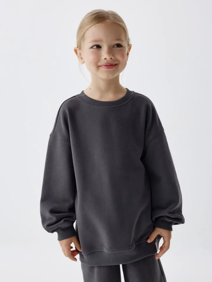 Базовый свитшот для девочек, серый, арт. 6151