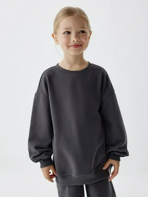 Базовый свитшот для девочек, серый, арт. 6151
