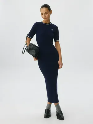 Вязаное платье макси, синий, арт. 6153