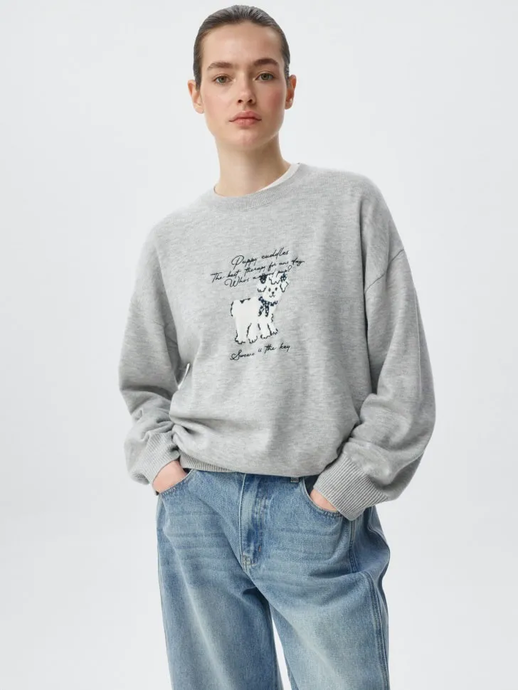 Вязаный джемпер с шерстью и шелком, серый, арт. 6158