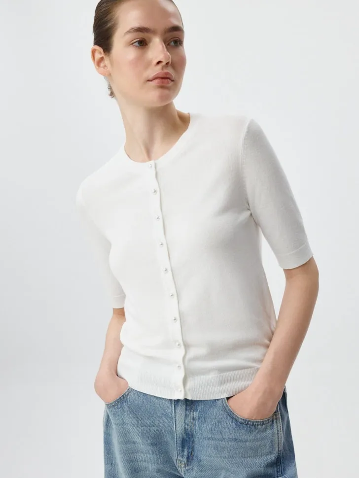 Кардиган с короткими рукавами, белый, арт. 6162