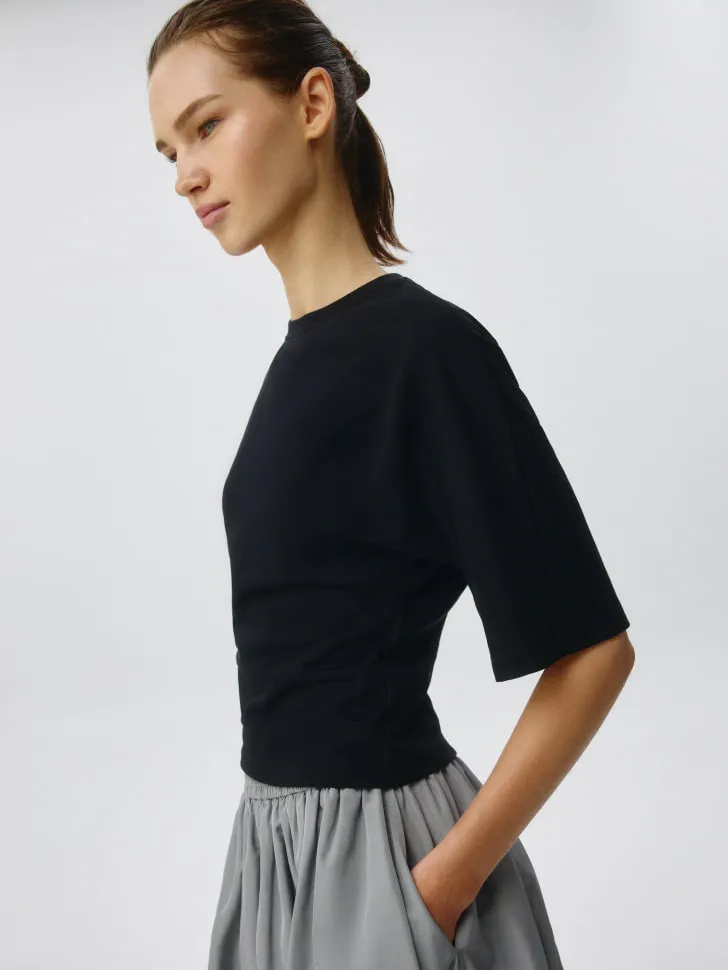 Футболка прилегающая на талии, черный, арт. 6167