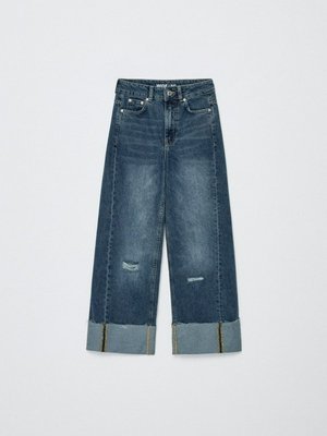 Джинсы Wide Leg с подворотами для девочек