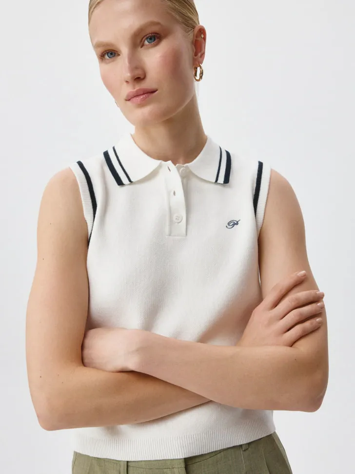 Топ с воротником поло, бежевый, арт. 6169