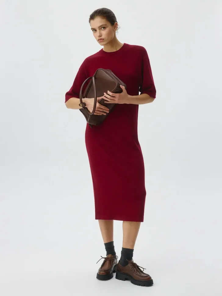 Платье миди из трикотажа, бордовый, арт. 6193