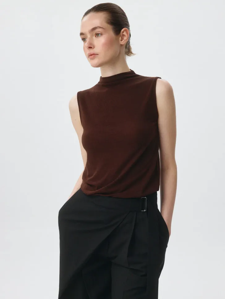 Топ с высоким горлом, коричневый, арт. 6204