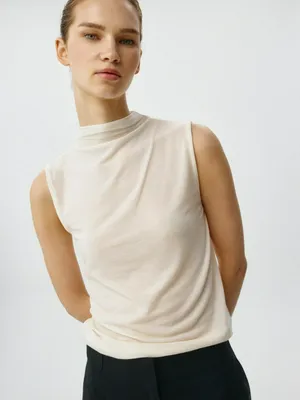 Топ с высоким горлом, бежевый, арт. 6209