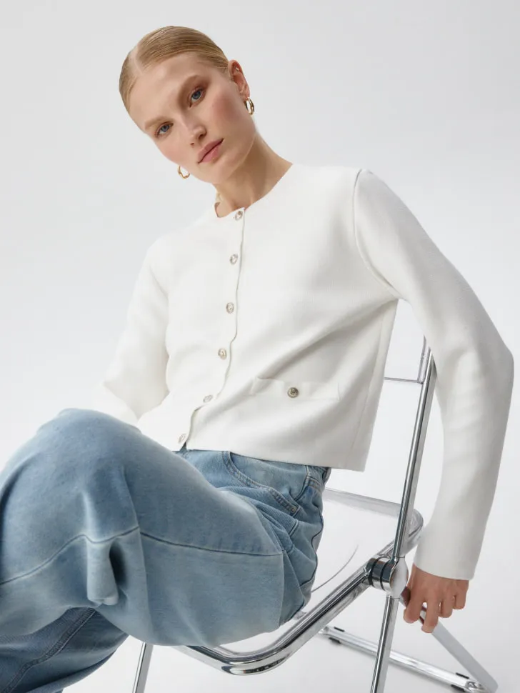 Укороченный кардиган, белый, арт. 6219