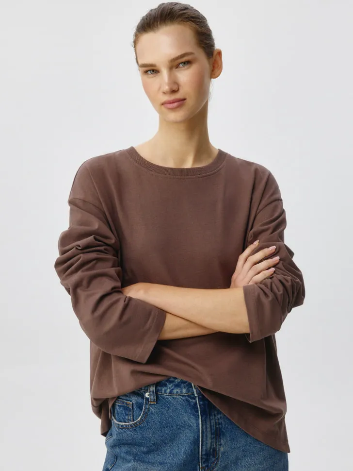 Лонгслив ANNA OVERSIZE FIT, коричневый, арт. 6225
