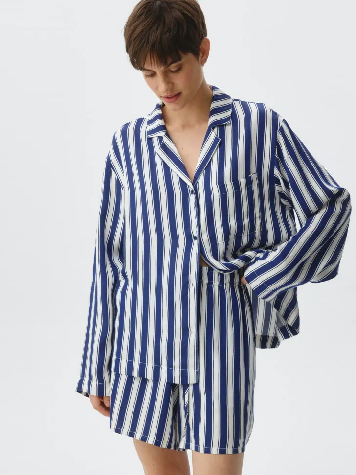 Домашняя рубашка в полоску, разноцветный, арт. 6229