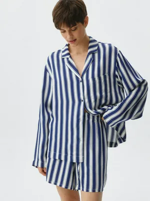 Домашняя рубашка в полоску, разноцветный, арт. 6229