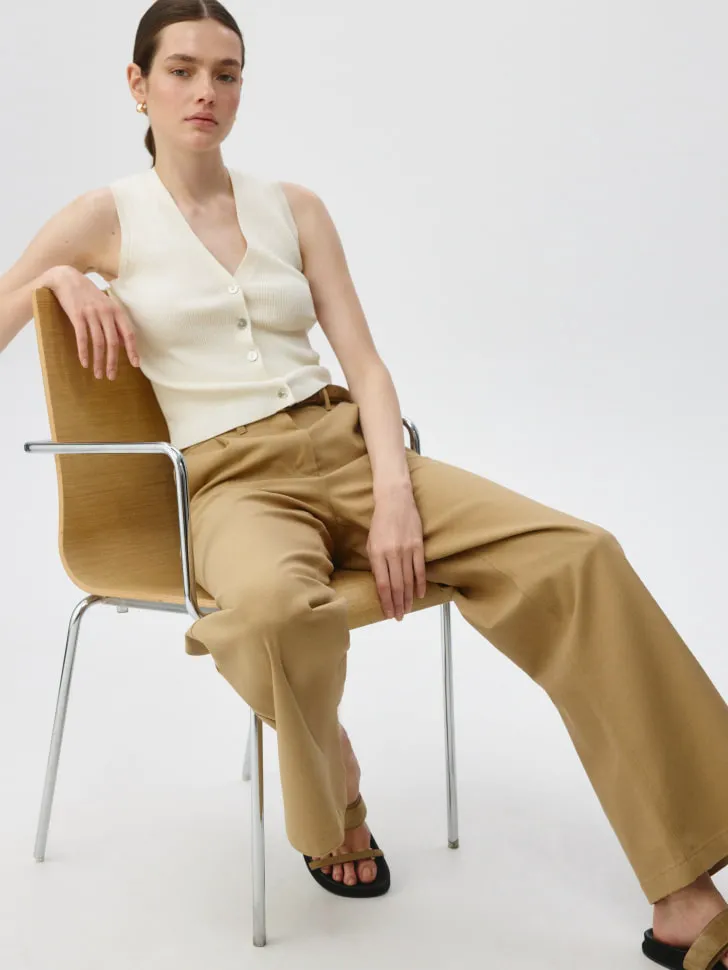 Широкие брюки, бежевый, арт. 6234