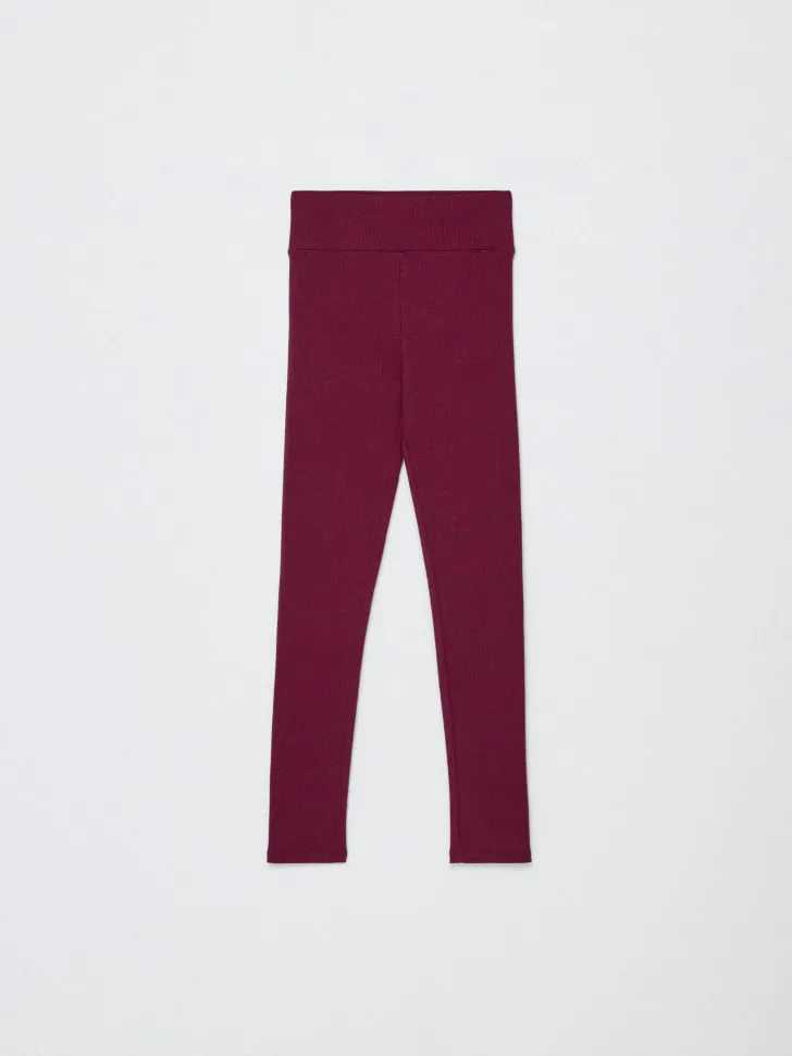 Леггинсы в рубчик для девочек, бордовый, арт. 6270