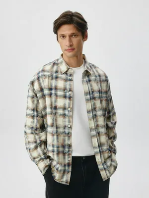 Твиловая рубашка в клетку, разноцветный, арт. 6286