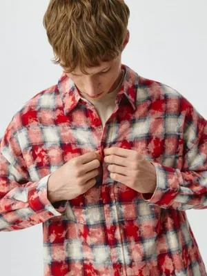 Твиловая рубашка в клетку, разноцветный, арт. 6288