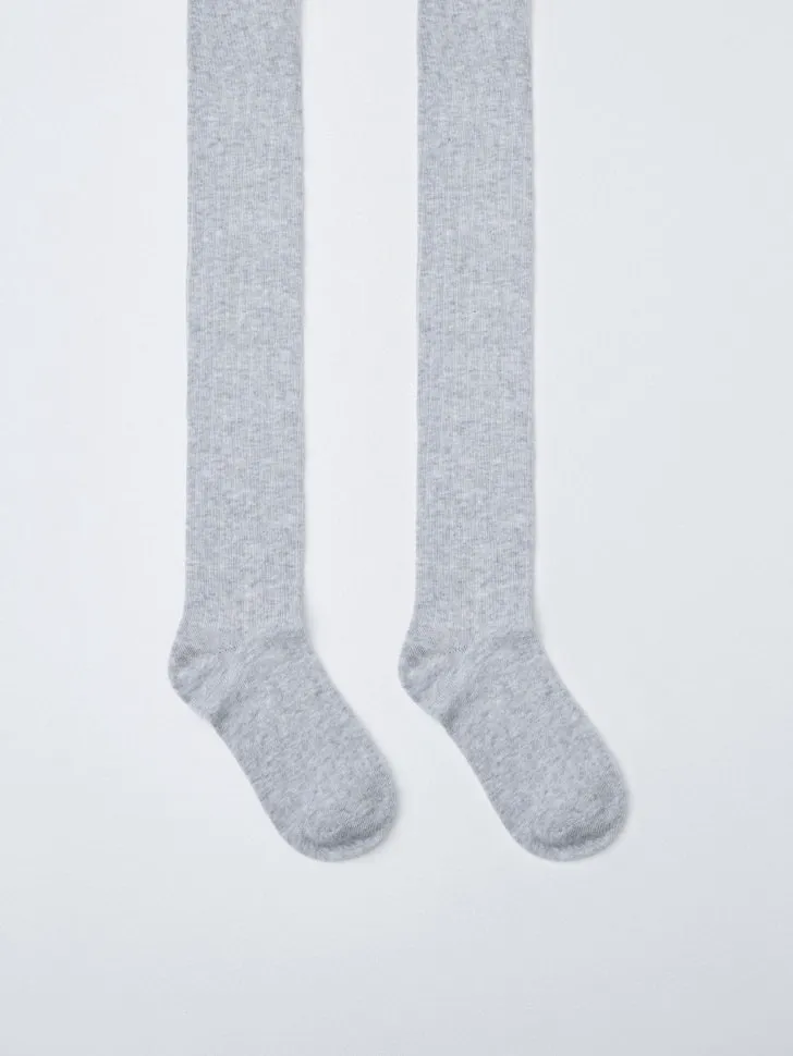 Колготки в рубчик для девочек, серый, арт. 6293