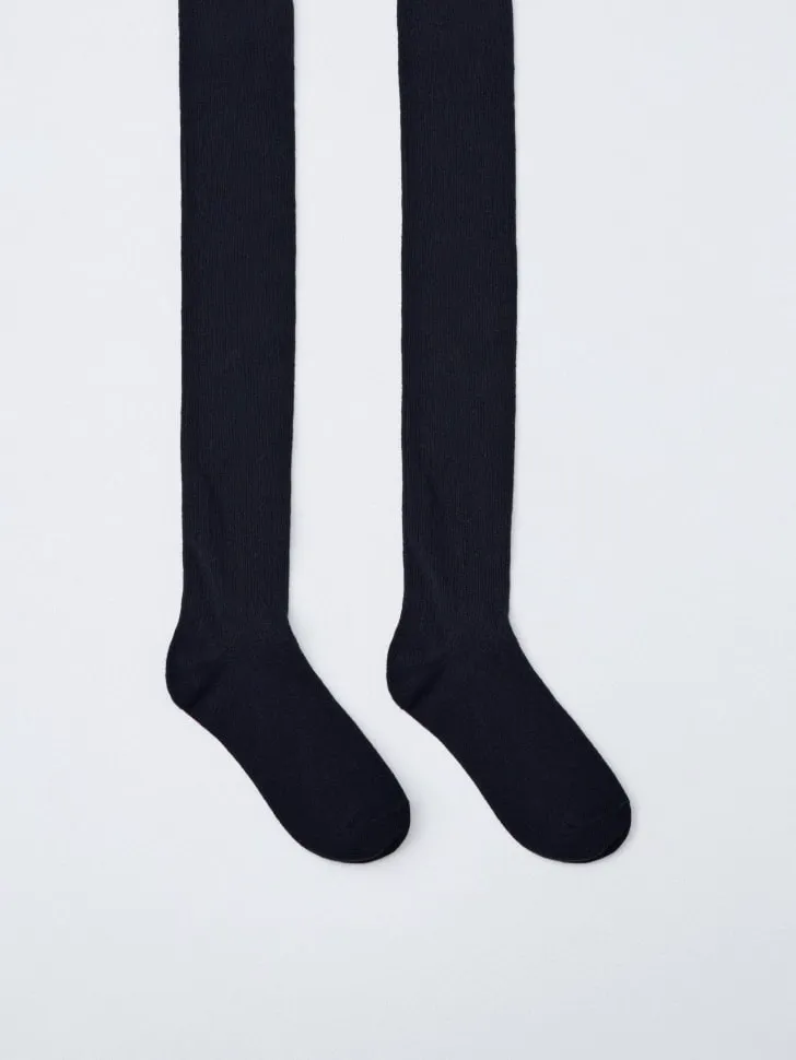 Базовые колготки в рубчик для девочек, синий, арт. 6298