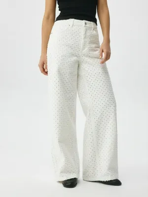 Джинсы Wide Leg с перфорацией, арт. 6301