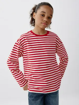 Базовый лонгслив в полоску для девочек, разноцветный, арт. 6325