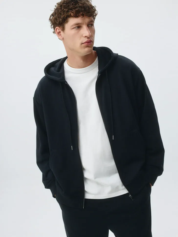 Толстовка на молнии из футера, черный, арт. 6332