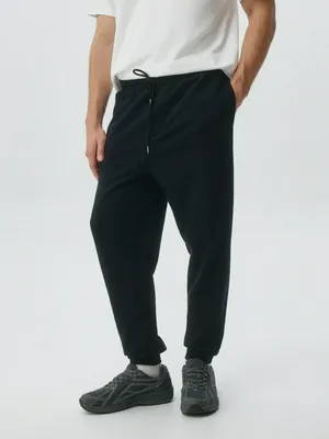 Джоггеры из футера, черный, арт. 6340