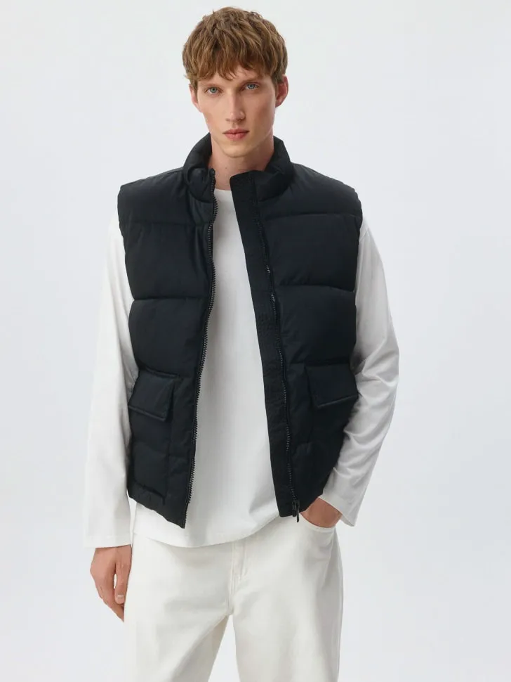 Стеганый жилет из твила, черный, арт. 6341