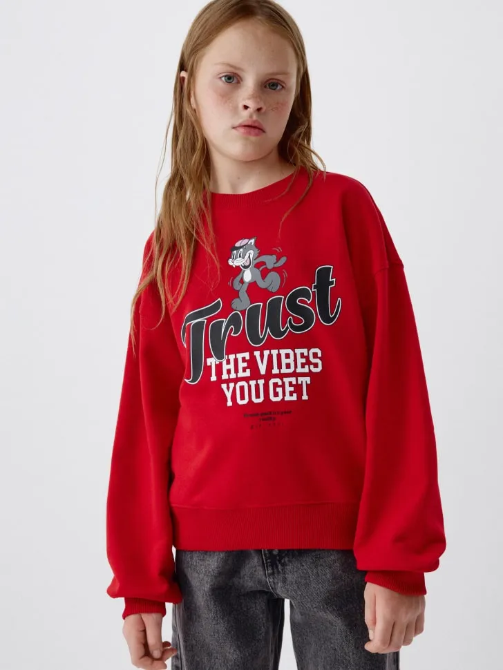 Свитшот с принтом для девочек, красный, арт. 6350