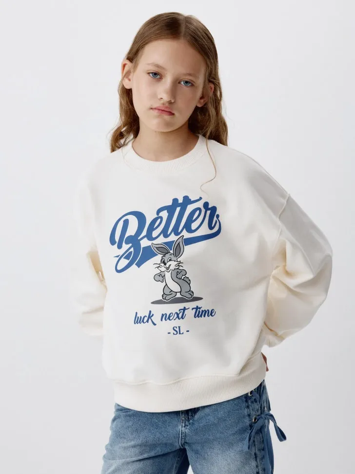 Свитшот с принтом для девочек, белый, арт. 6353