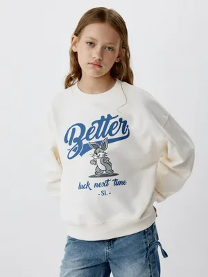 Свитшот с принтом для девочек, белый, арт. 6353