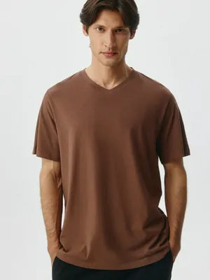 Футболка MARK REGULAR FIT базовая, коричневый, арт. 6354