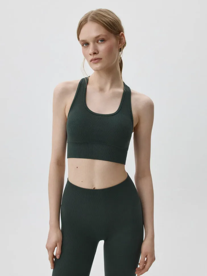 Спортивный укороченный топ, зеленый, арт. 6361