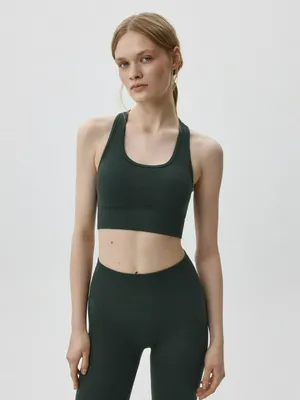Спортивный укороченный топ, зеленый, арт. 6361