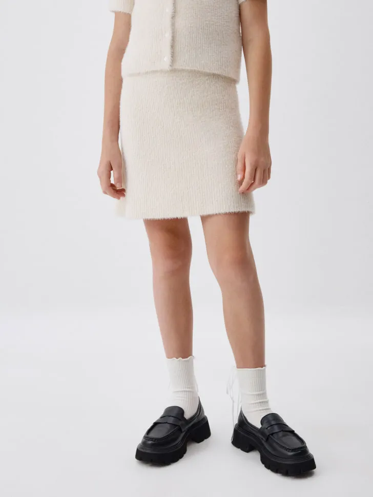 Вязаная юбка для девочек, бежевый, арт. 6382